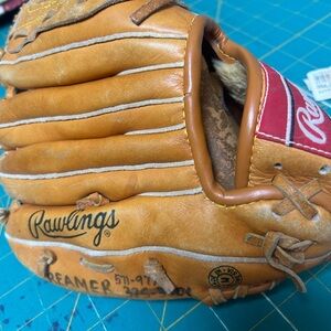 Rawlings Brown Baseball Glove with Red Accents